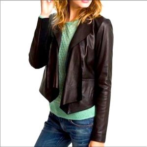 Trouve Leather Draped Front Moto Jacket 💣